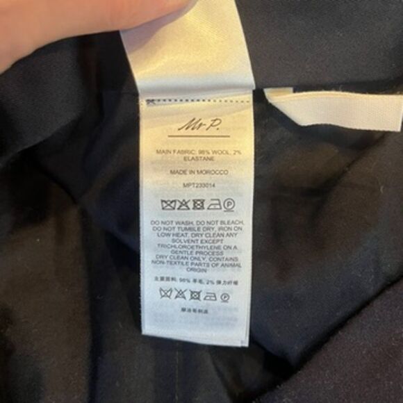 Mr. P Navy Blue Pleated Dress Pants Wool Made in Italy Size 34 x 30 Tapered - Picture 7 of 7